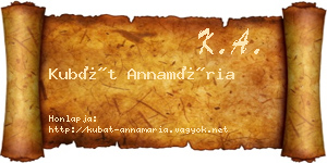 Kubát Annamária névjegykártya
