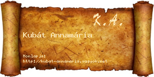Kubát Annamária névjegykártya